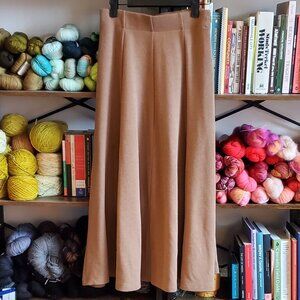 Lands End Camel Herringbone Midi Skirt